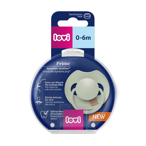 Canpol Lovi Prime, dynamiczny smoczek uspokajający silikonowy, 0-6 m Pistachio, 1 szt.