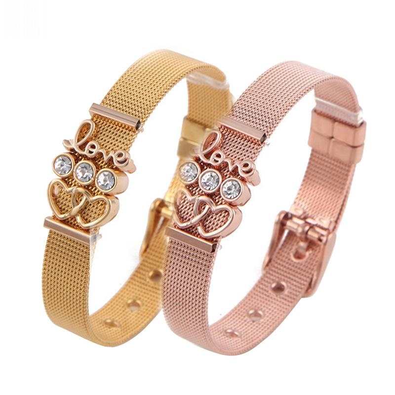 Wysokiej jakosci bransoleta ze stali nierdzewnej kobiety mezczyzni bransoletka z siatki krysztal milosc charm kotwica delikatna bransoletka bransoletka dla kobiet prezent