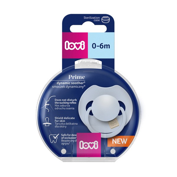 Canpol Lovi Prime, dynamiczny smoczek uspokajający silikonowy, 0-6 m Baby Blue, 1 szt.