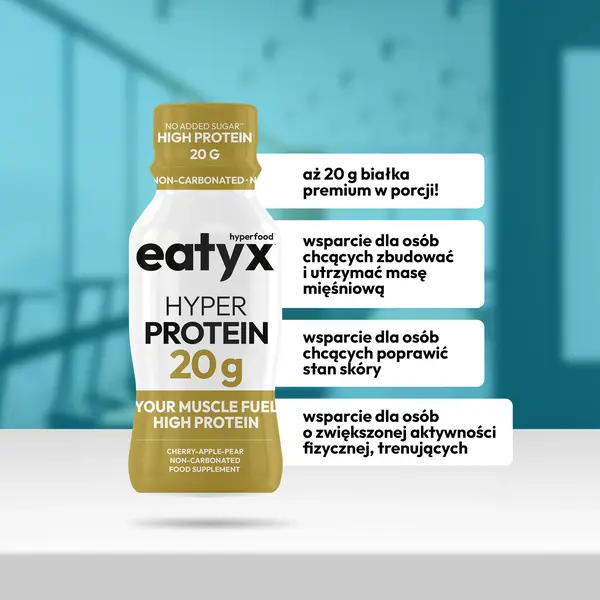Eatyx Hyper Protein, shot proteinowy, smak wiśna-jabłko-gruszka, 95 ml