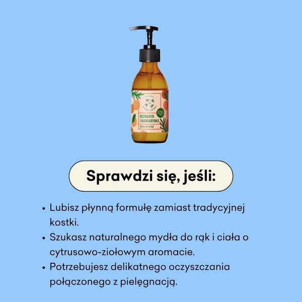Mydlarnia 4Szapki, naturalne mydło w płynie Rozmaryn i Mandarynka, 300 ml