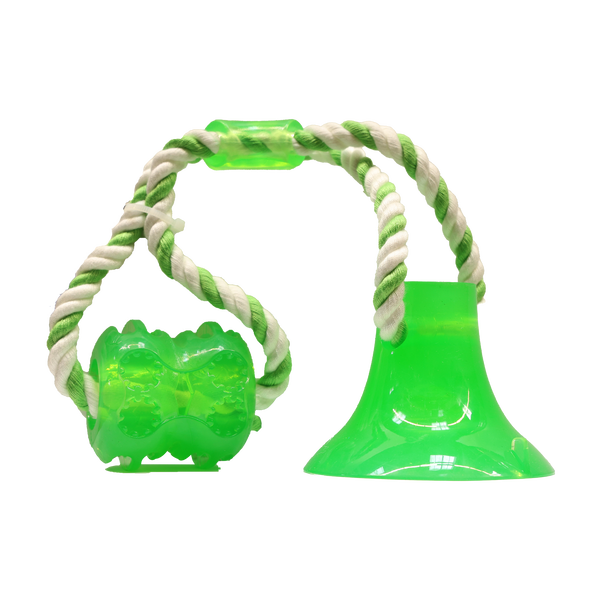 Duvoplus Tug 'n Chew Toy, zabawka dla psa z przyssawką i sznurkiem, zielony, 1 szt.