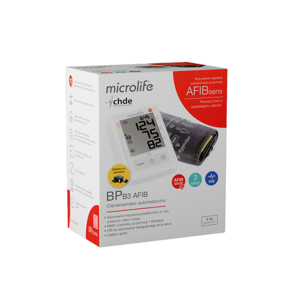 Microlife BP B3 AFIB, ciśnieniomierz automatyczny, naramienny, 1 szt.