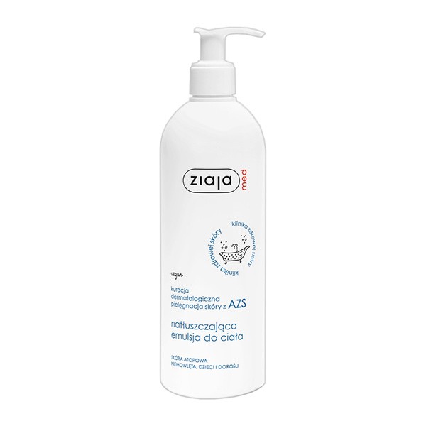 Ziaja Med Kuracja Dermatologiczna Pielęgnacja skóry z AZS, natłuszczająca emulsja do ciała, 400 ml