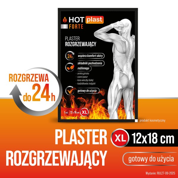 Hot Plast Forte, plaster rozgrzewający, 12 x 18 cm, 1 szt.