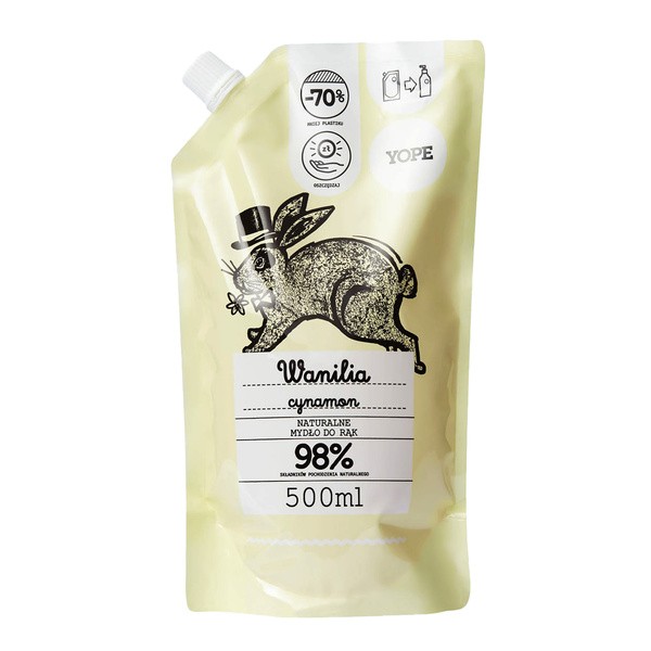 Yope Wanilia i Cynamon, mydło w płynie do rąk, zapas, 500 ml