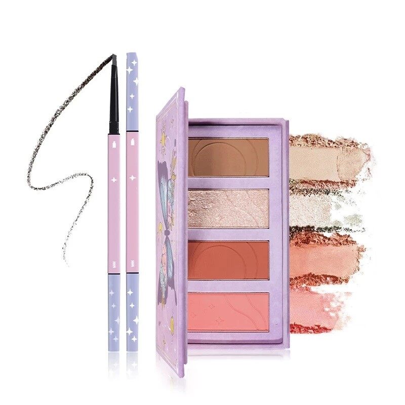 Paleta de sombras, iluminador em pó, glitter, blush, lápis de sobrancelha, maquiagem de longa duração à prova d'água.
