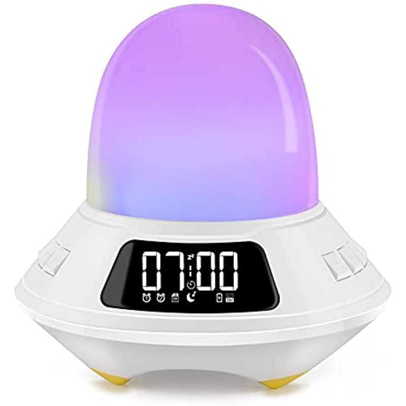 Sveglia per bambini, Geefawa con luce notturna e funzione snooze, generatore di rumore bianco con 10 suoni rilassanti, luce notturna per camera da letto con 4 livelli di luminosità, risveglio delicato, regalo ideale