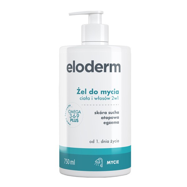 Eloderm, żel do mycia ciała i włosów 2w1, 750 ml