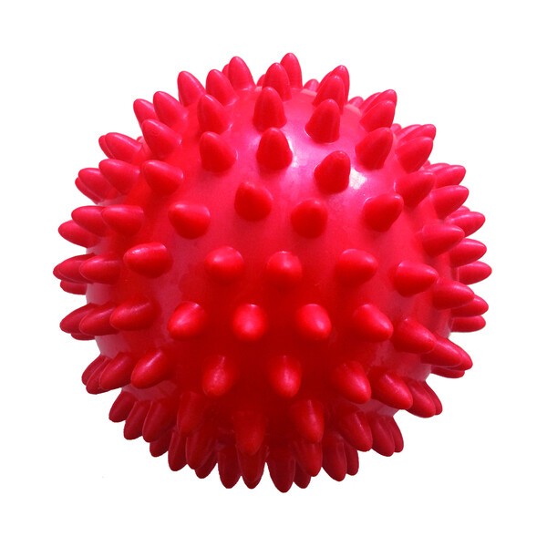Qmed Massage Balls, piłeczka rehabilitacyjna z kolcami, średnica 9 cm, czerwona, 1 szt.
