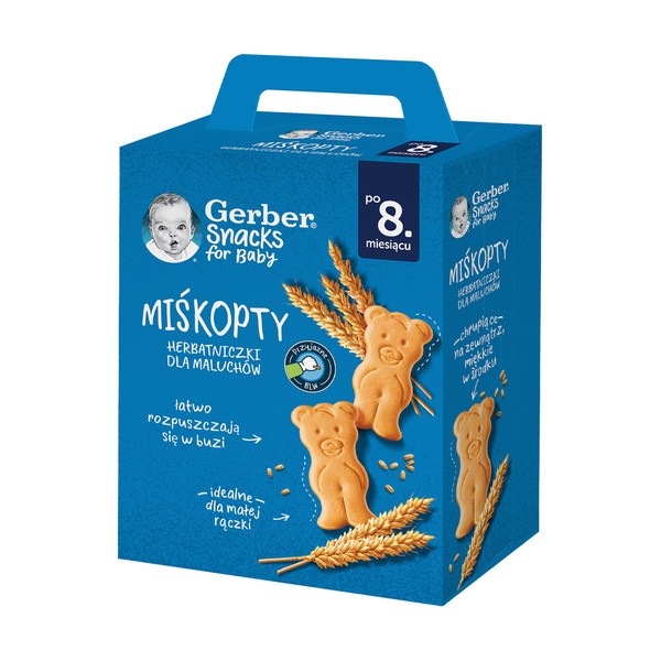 Gerber Miśkopty, herbatniczki dla niemowląt i małych dzieci, 8 m+, 180 g