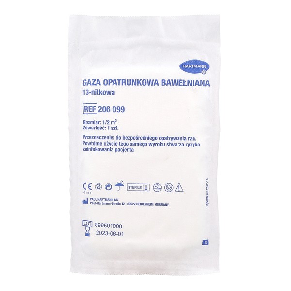 Hartmann, bawełniana gaza jałowa, 13-nitkowa, 1/2 m2