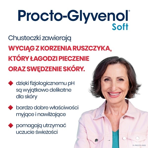Procto-Glyvenol Soft, nawilżane chusteczki dla osób z hemoroidami, 30 szt.