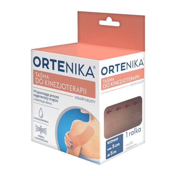 Ortenika, taśma do kinezjoterapii, 5 cm x 5 m, cielista, 1 rolka