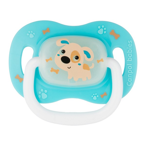 Canpol Babies, smoczek silikonowy symetryczny, Bunny&Company,18m+, niebieski, 1 szt.