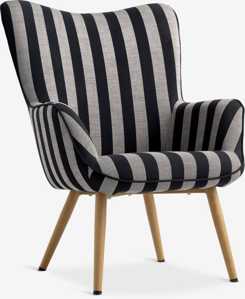 SIMESTED SIMESTED lænestol, sorte og beige striber