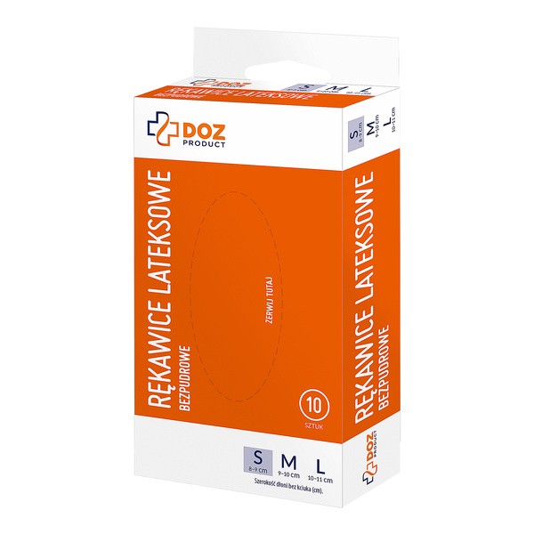 DOZ PRODUCT Rękawice lateksowe, bezpudrowe, rozmiar S, 10 szt.