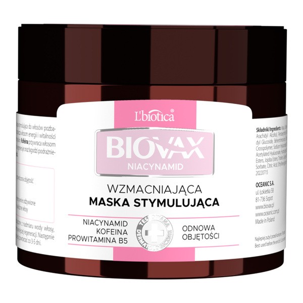 Zestaw Biovax Niacynamid, wzmacniająca maska stymulująca, 250 ml + wzmacniający szampon stymulujący, 200 ml