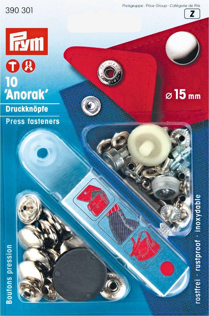 Trykknapper uden syning 15 mm 10 stk/pakke sølv