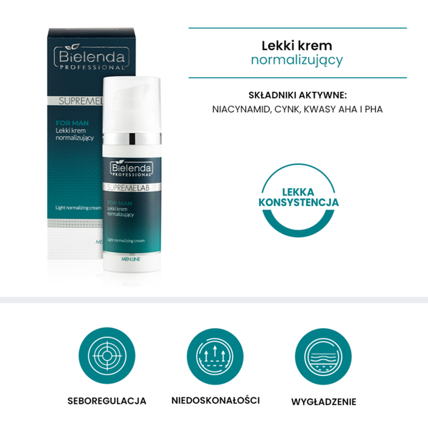 Bielenda Professional SupremeLab For Man, lekki krem normalizujący, 50 ml