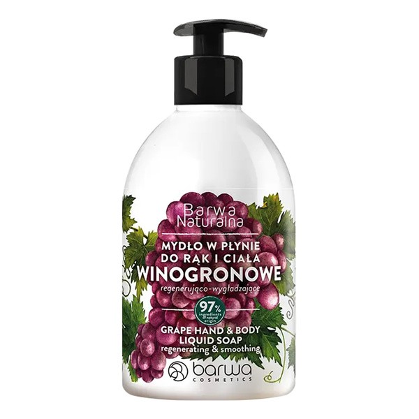 Barwa Naturalna, Mydło w płynie do rąk i ciała Winogronowe, regenerujące, 500 ml