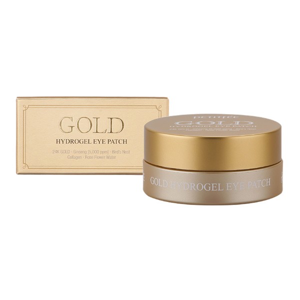 Petitfee, nawilżająco-rozświetlające hydrożelowe płatki pod oczy ze złotem, 60 szt.