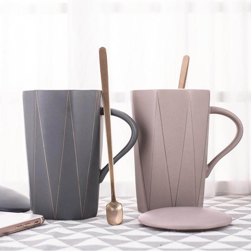 Kreatywny kubek do kawy z łyżeczką, ceramiczny, z uchwytem, biurowy, wielokrotnego użytku, izolowany, do kuchni i jadalni, XX60 cm