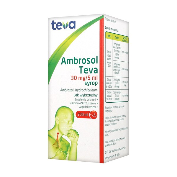 Ambrosol Teva, (30 mg/5 ml), syrop, 200 ml