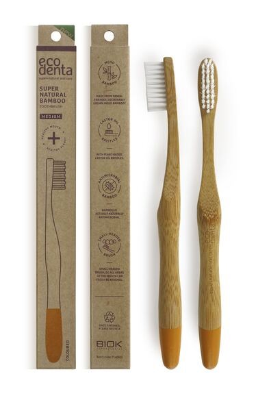 Ecodenta, szczoteczka bambusowa do zębów, średnia, 1 szt.