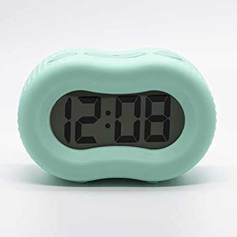 Sveglia in gomma Timelink Smartlight per camere da letto e viaggi, funzionamento semplice, ampio display, verde menta