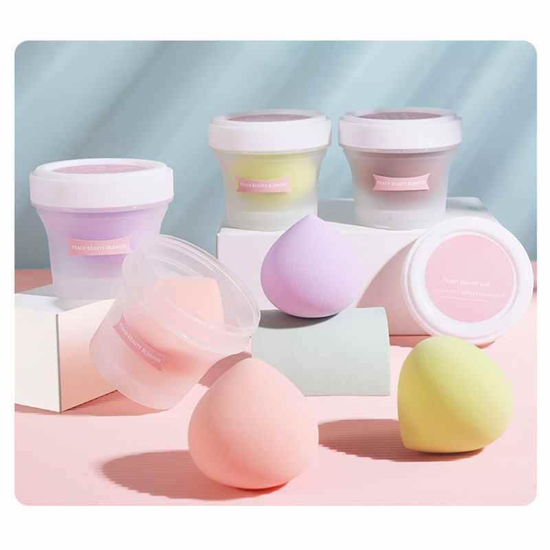 Personalize a esponja de maquiagem Soft Peach Blender com a caixa, esponja em formato de ovo para espalhar base, esponja suave para uso seco e úmido.