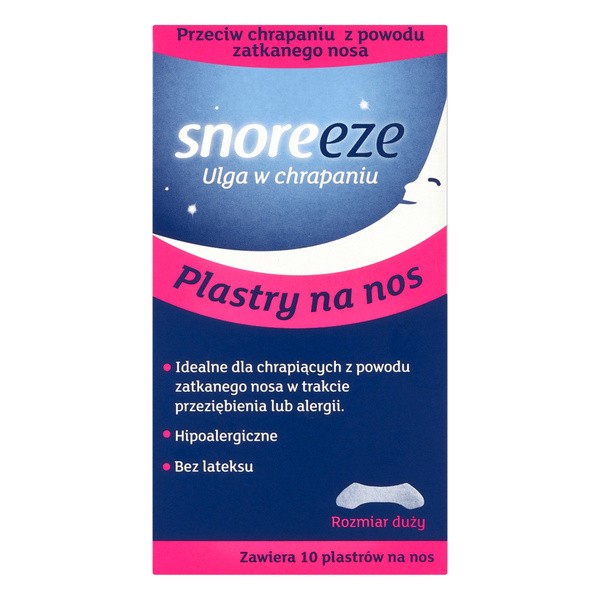 Snoreeze, plastry na nos, ułatwiające oddychanie, duże, 10 szt.