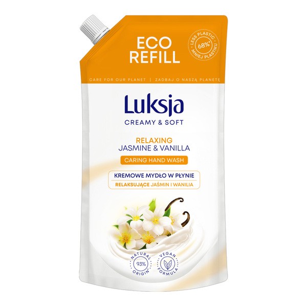 Luksja Creamy & Soft, relaksujące mydło w płynie, Jaśmin i Wanilia, refill, 900 ml