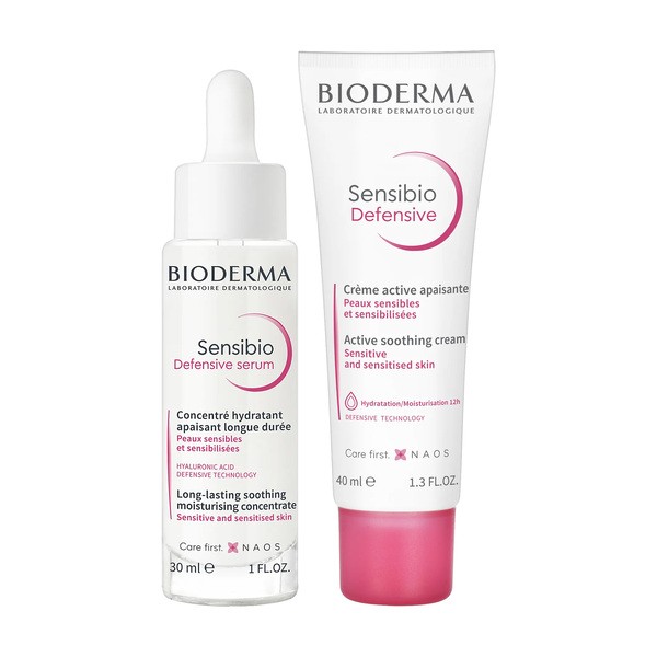 Zestaw Bioderma Sensibio Defensive, łagodzące serum nawilżające, 30 ml + krem do skóry wrażliwej i ultrawrażliwej, 40 ml