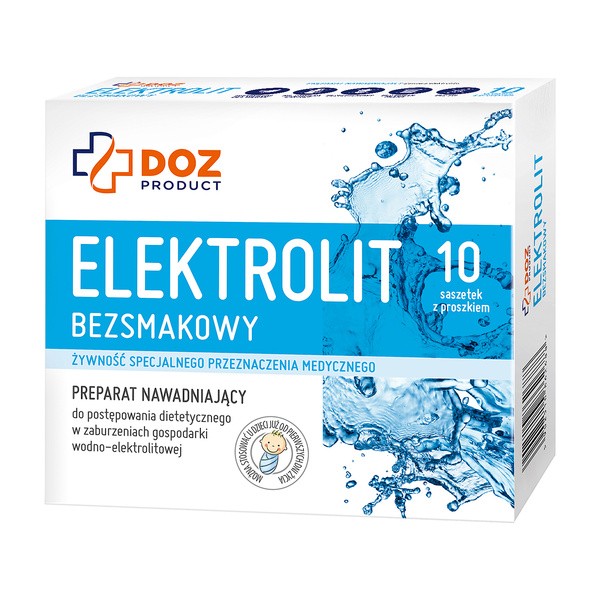 DOZ PRODUCT, Elektrolit bezsmakowy, proszek w saszetkach, 10 x 4,5 g