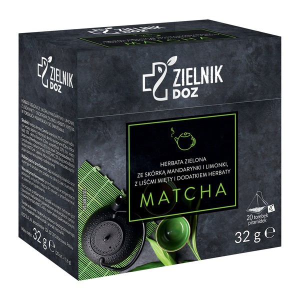 Zielnik DOZ Herbata zielona ze skórką mandarynki i limonki, z liśćmi mięty i dodatkiem herbaty Matcha, 32 g
