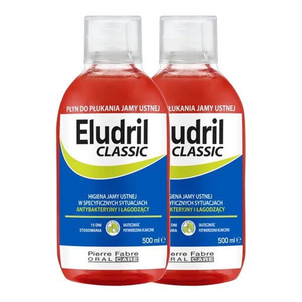 Zestaw 2 x 500 ml, Eludril Classic, płyn do płukania jamy ustnej