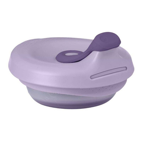 B.BOX, fill + feed, silikonowa miseczka z pokrywką do karmienia dla niemowląt i dzieci, kolor piwonia, 110 ml