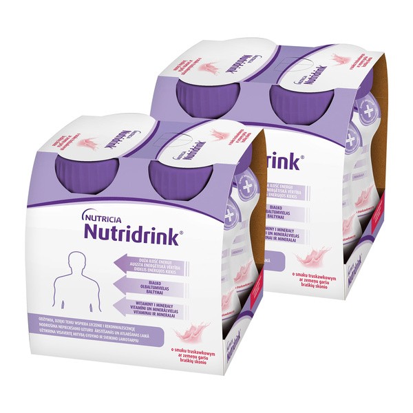 Zestaw 2x Nutridrink, smak truskawkowy, płyn, 4 x 125 ml