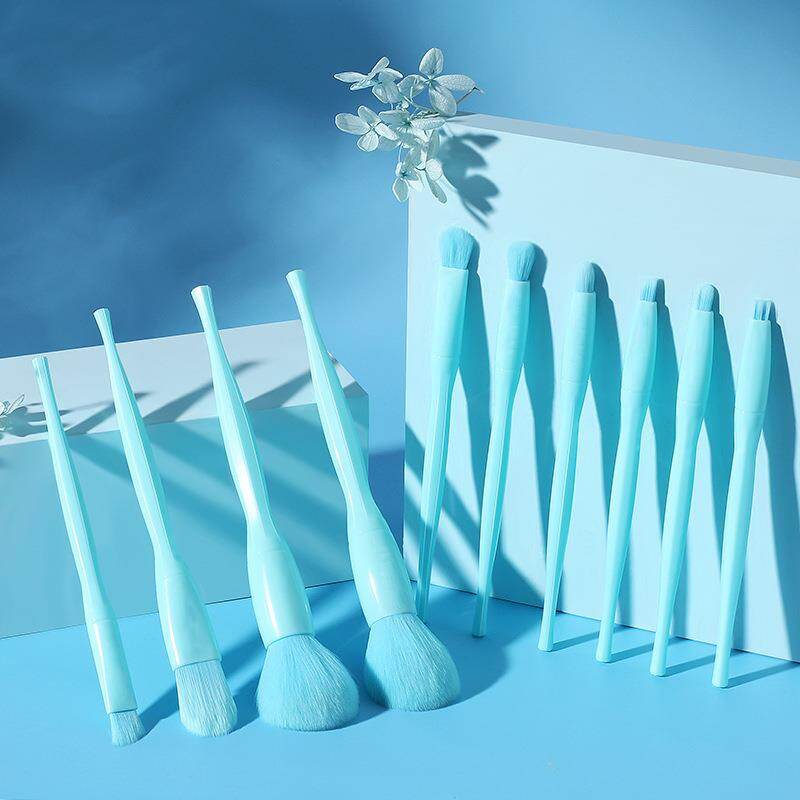 Conjunto de 10 pincéis de maquiagem em cores vibrantes, lançamento 2021, para pó, base, sobrancelha, sombra e blush. Kit completo de pincéis para maquiagem.