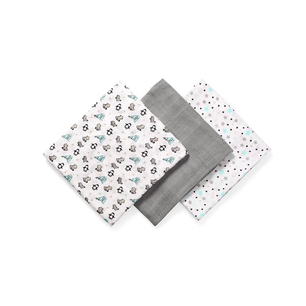 BabyOno, naturalne pieluszki z włókien bambusa organicznego, kolor szary, 3 szt.