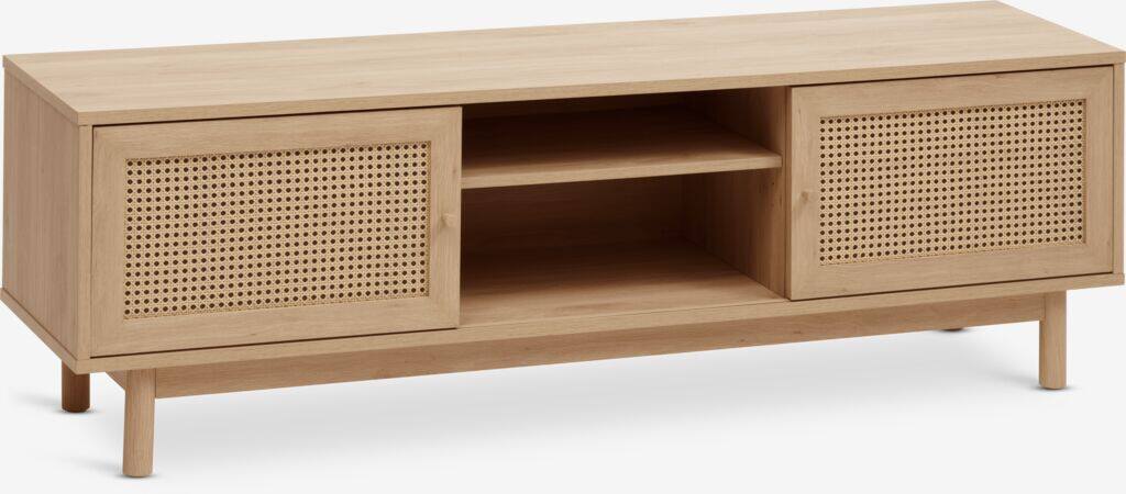 HALMSTAD TV-bord med 2 skydelåger i farven petan/eg
