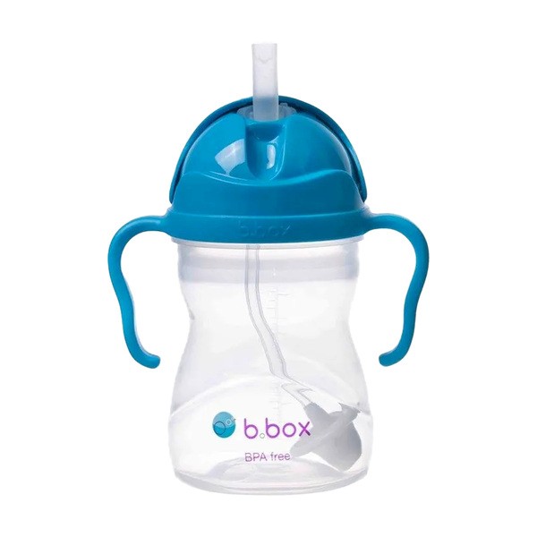B.BOX, bidon dla dzieci, kubek niekapek ze słomką, kobaltowy, 6 m+, 240 ml