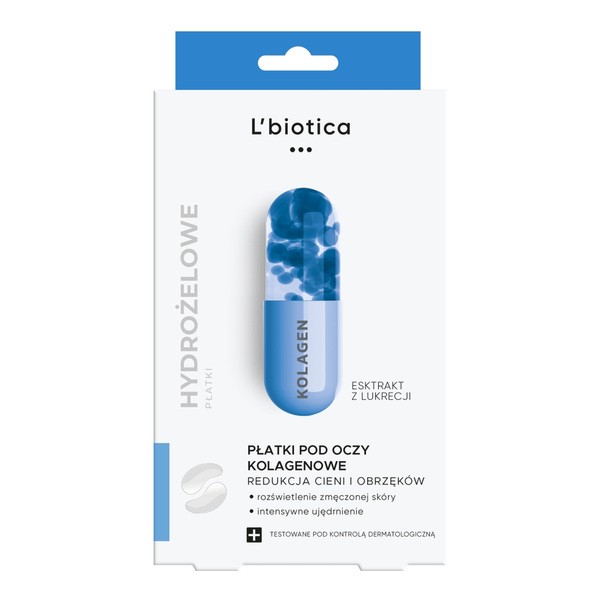 L`Biotica, kolagenowe płatki pod oczy, redukcja cieni i obrzęków, 3 x 2 szt.