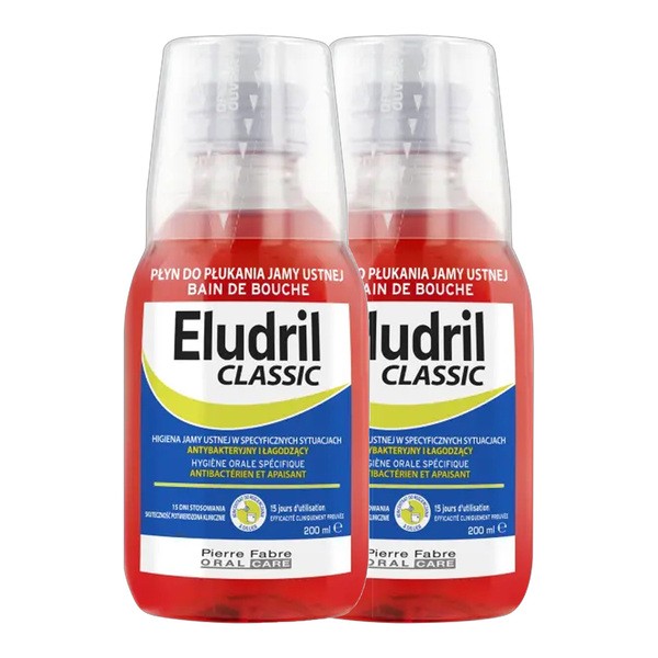 Zestaw 2 x 200 ml, Eludril Classic, płyn do płukania jamy ustnej