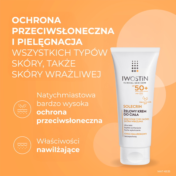Iwostin Solecrin, żelowy krem do ciała SPF50+, 200 ml