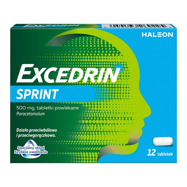 Excedrin Sprint, 500 mg, tabletki powlekane, 12 szt.