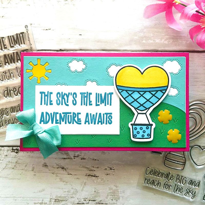 Heart Hot Air Balloon Phrases Clear Stamp Set 8 Stamps