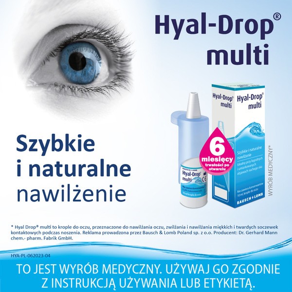 Hyal-Drop Multi, krople do oczu i soczewek, nawilżające, 10 ml