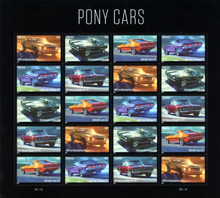 2022 USPS Pony Cars Stamps